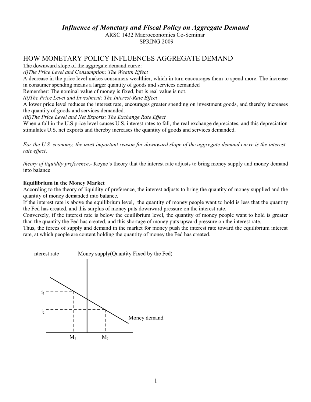 Influence of Monetary and Fiscal Policy on Aggregate Demand