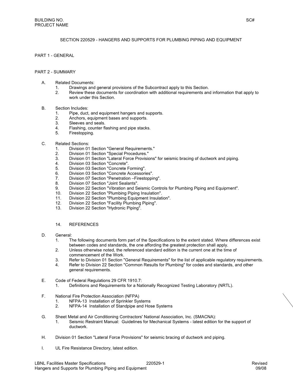 Section 220529 - Hangers and Supports for Plumbing Piping and Equipment