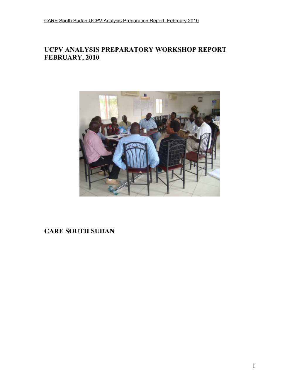 Ucpv Analysis Preparatory Workshop Report