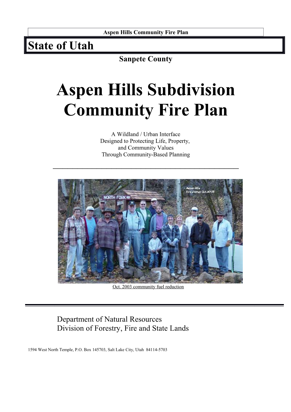 Aspen Hills Fire Plan