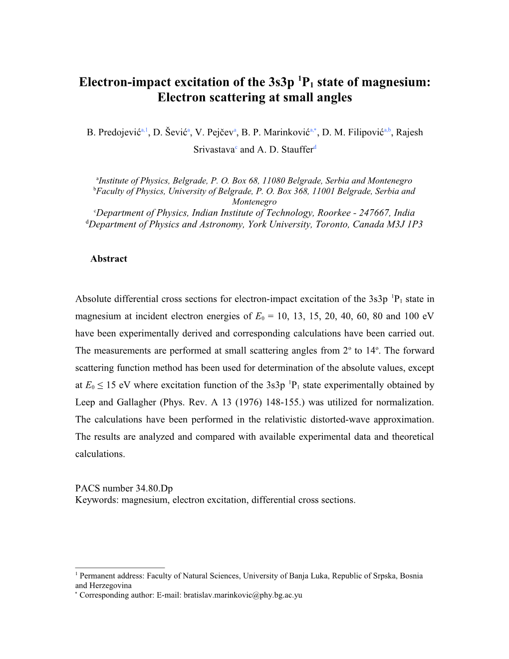 Excitation of the 1P1 State of Magnesium by Electron Impact at Small Scattering Angles s1