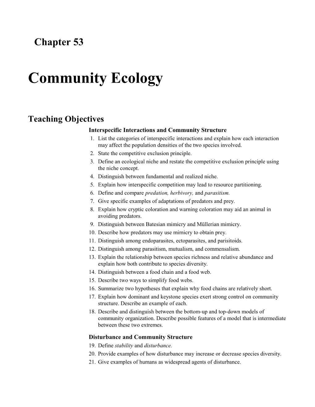 Interspecific Interactions and Community Structure