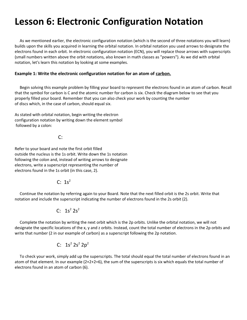 Lesson 6: Electronic Configuration Notation