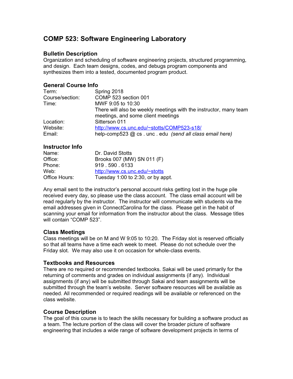 COMP 523: Software Engineering Laboratory