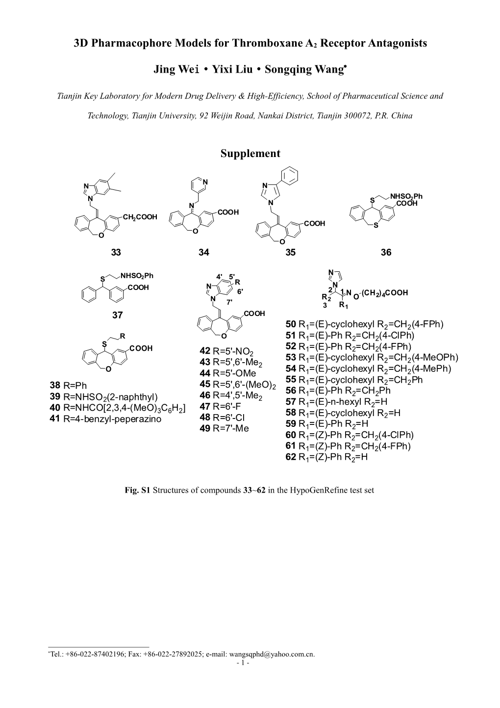 Table 2 Experimental Biological Data and Estimated Ki of Hypogen Test Set Molecules Based