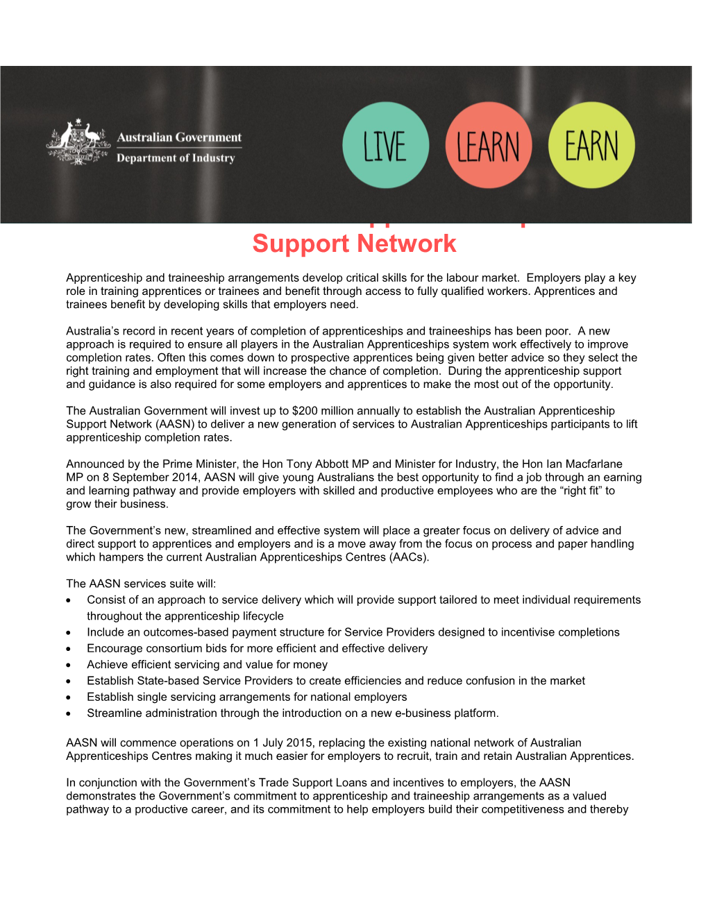 The Australian Apprenticeship Support Network