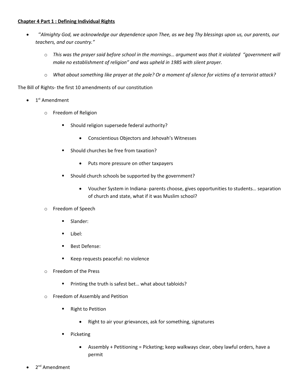 Chapter 4 Part 1 : Defining Individual Rights