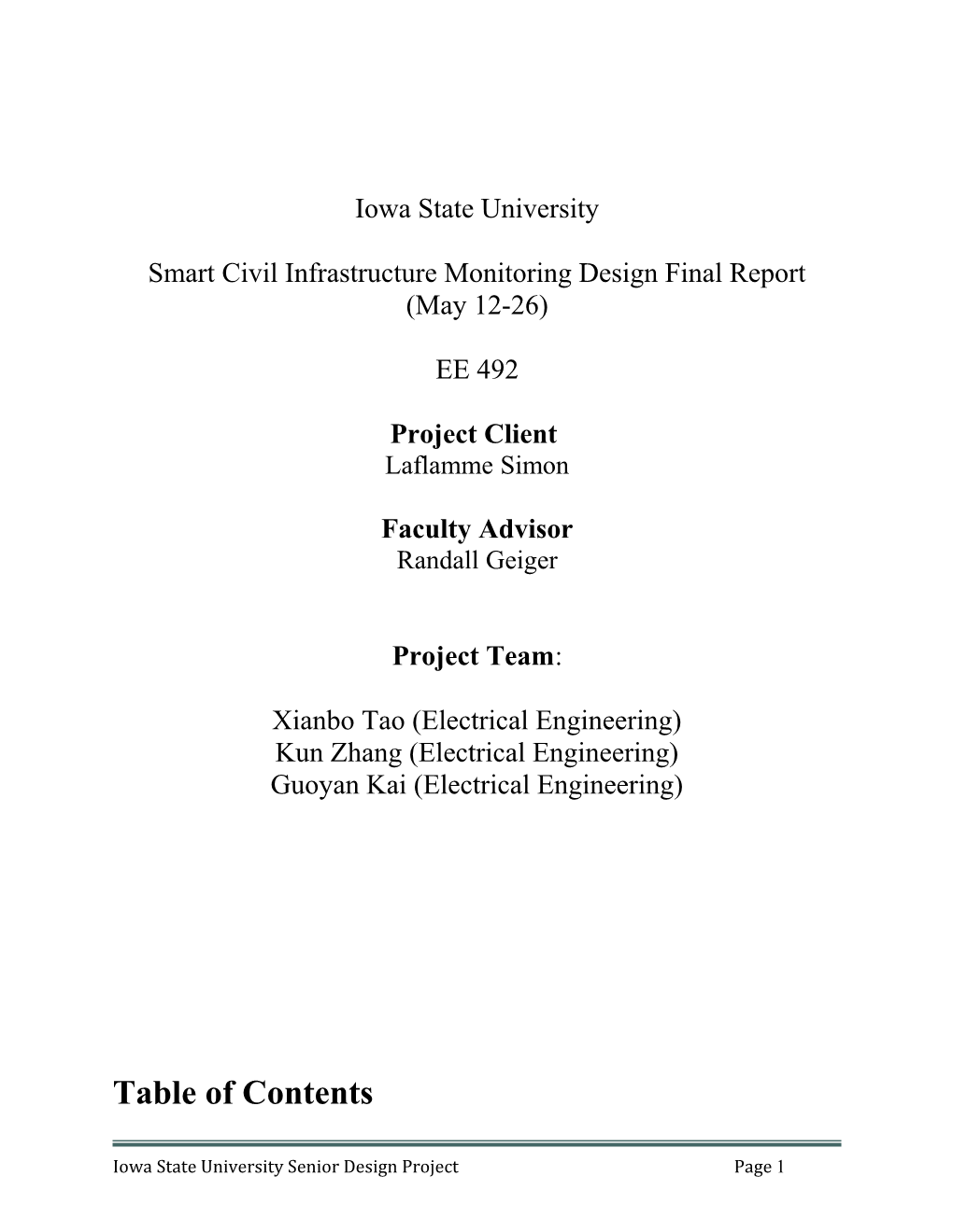 Smart Civil Infrastructure Monitoring Design Final Report