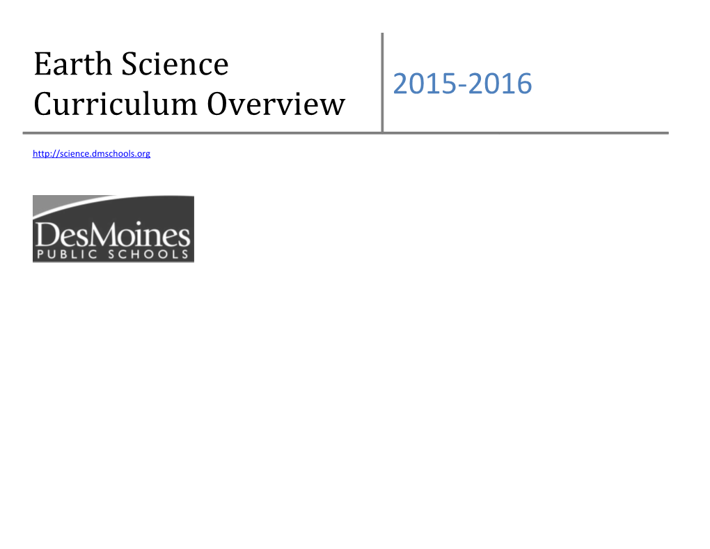 Earth Science Curriculum Overview