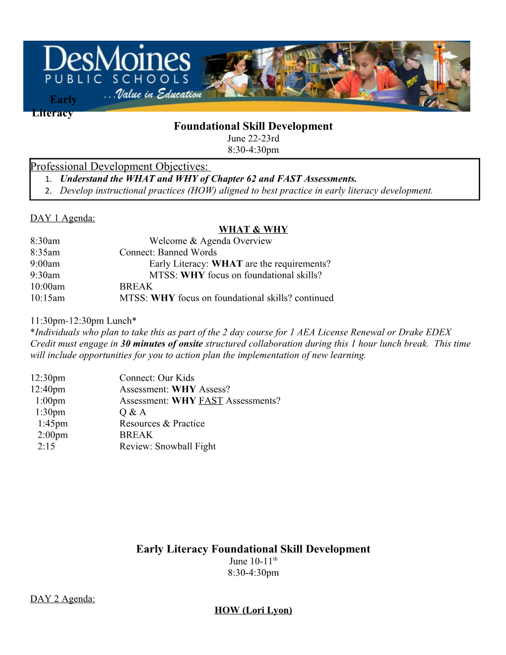 Early Literacy Foundational Skill Development