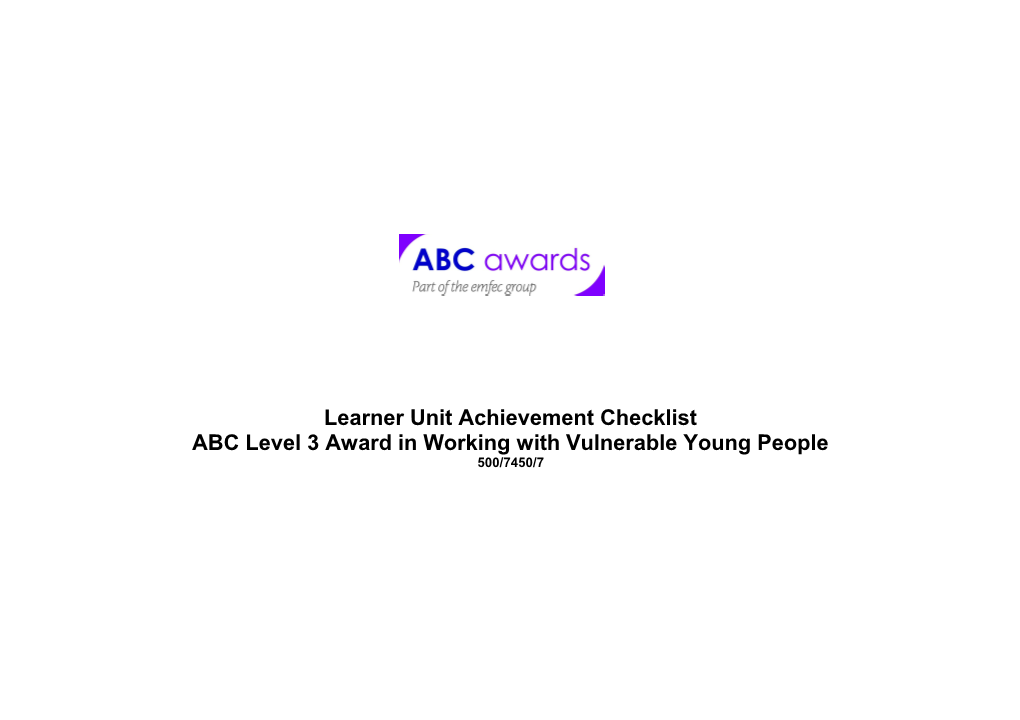 ABC Level 1 Certificate in an Introduction to Youth Work