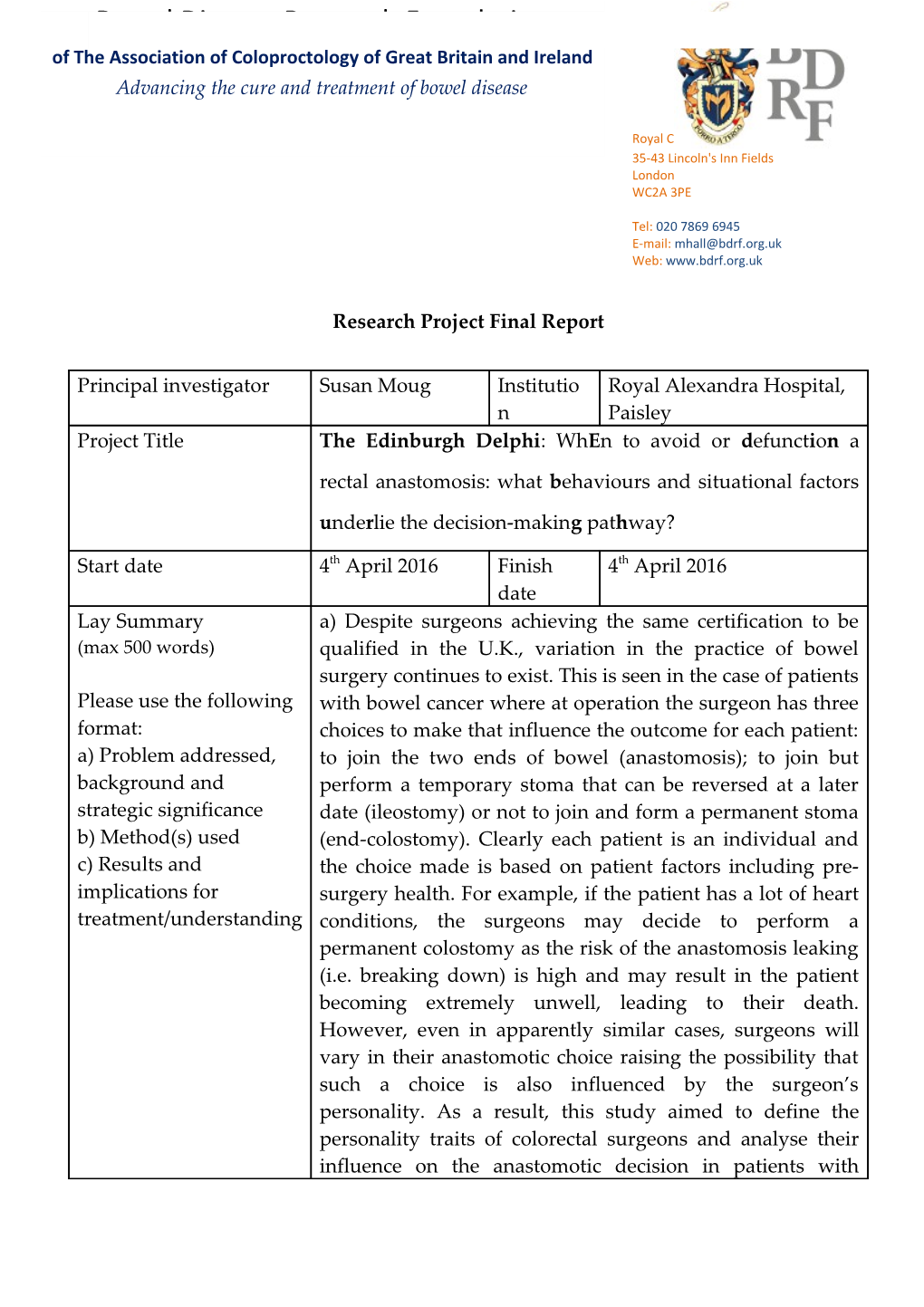 Research Project Final Report