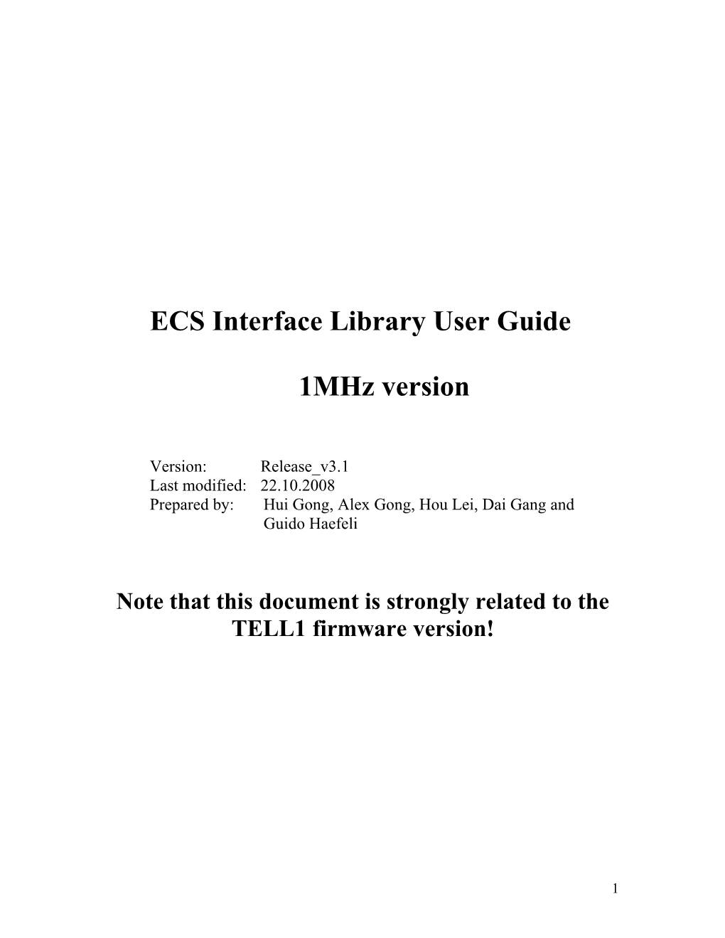 ECS Interface Library User Guide