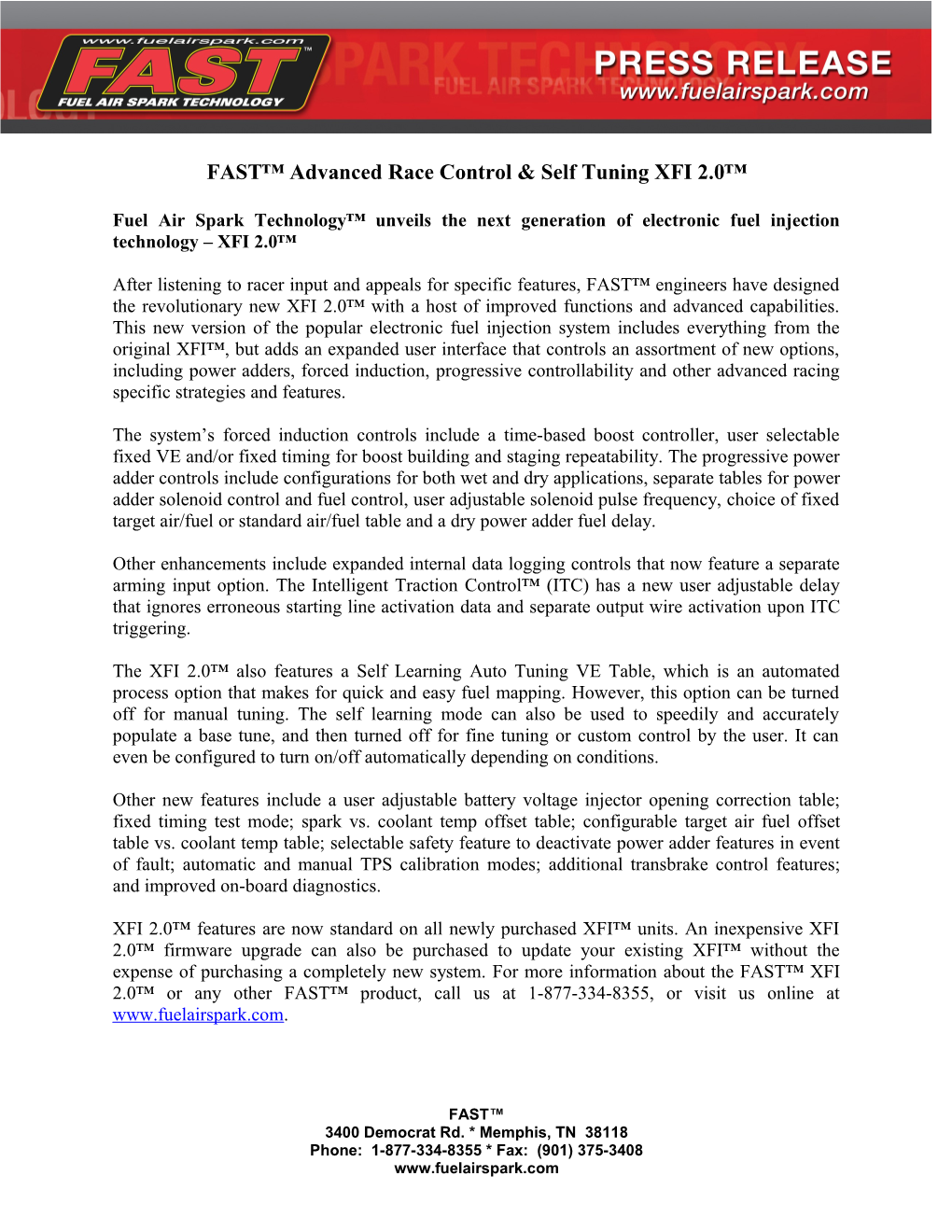 FAST Advanced Race Control & Self Tuning XFI 2.0