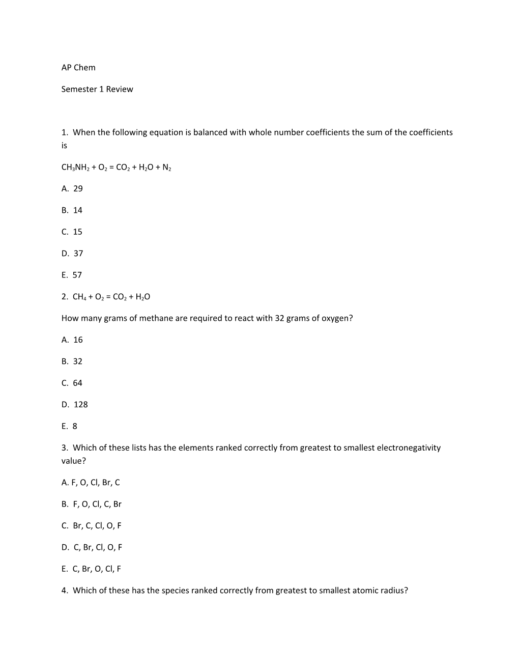 How Many Grams of Methane Are Required to React with 32 Grams of Oxygen?