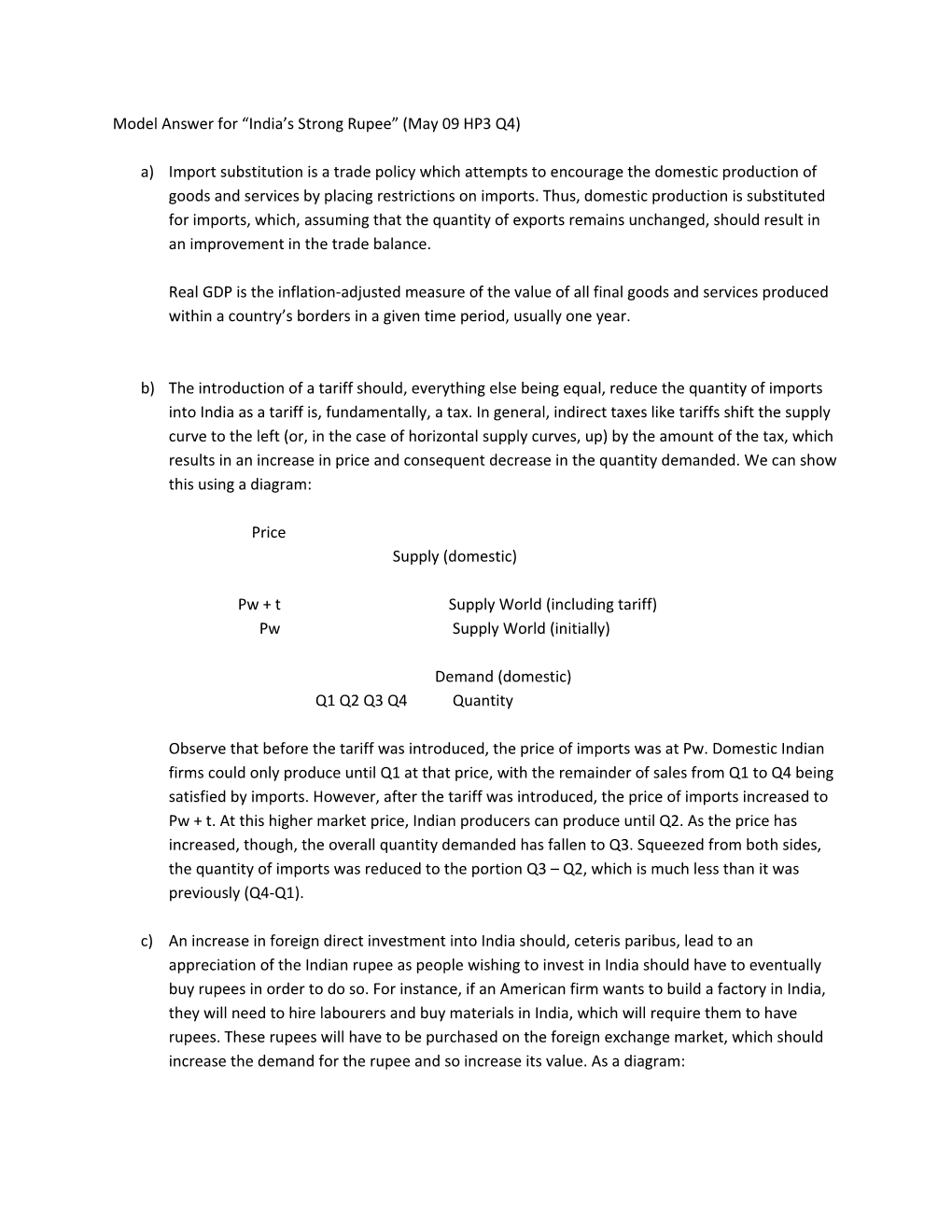 Model Answer for India S Strong Rupee (May 09 HP3 Q4)