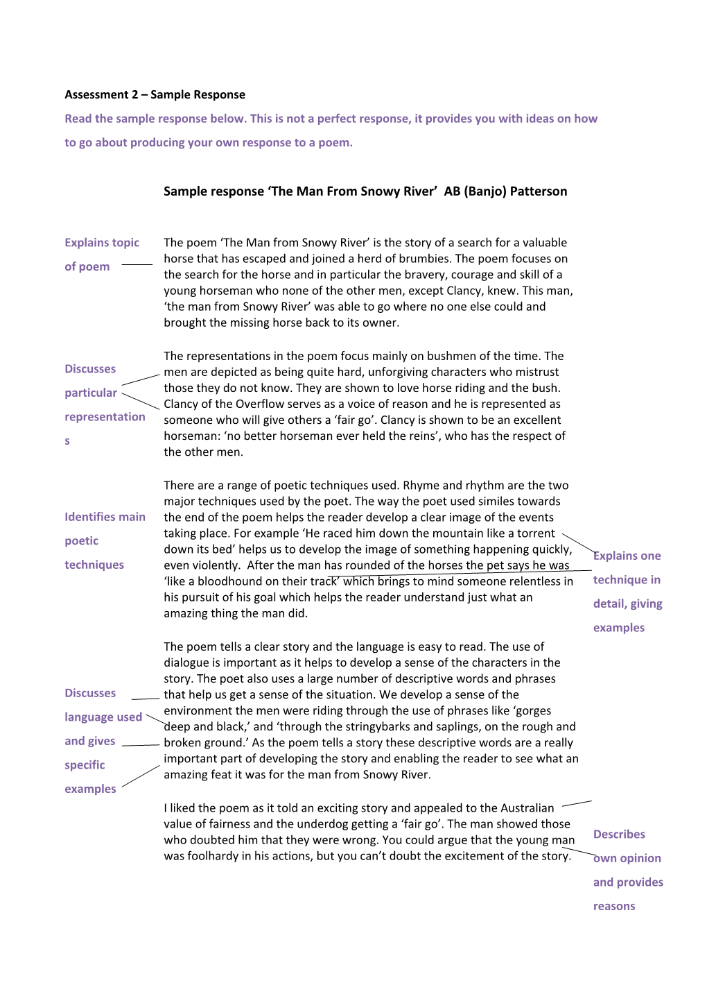 Assessment 2 Sample Response