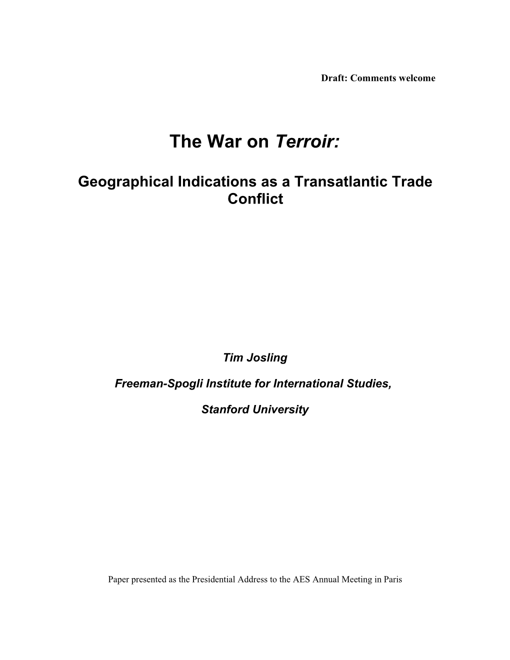 Geographical Indications: Protection for Producers Or Consumer Information