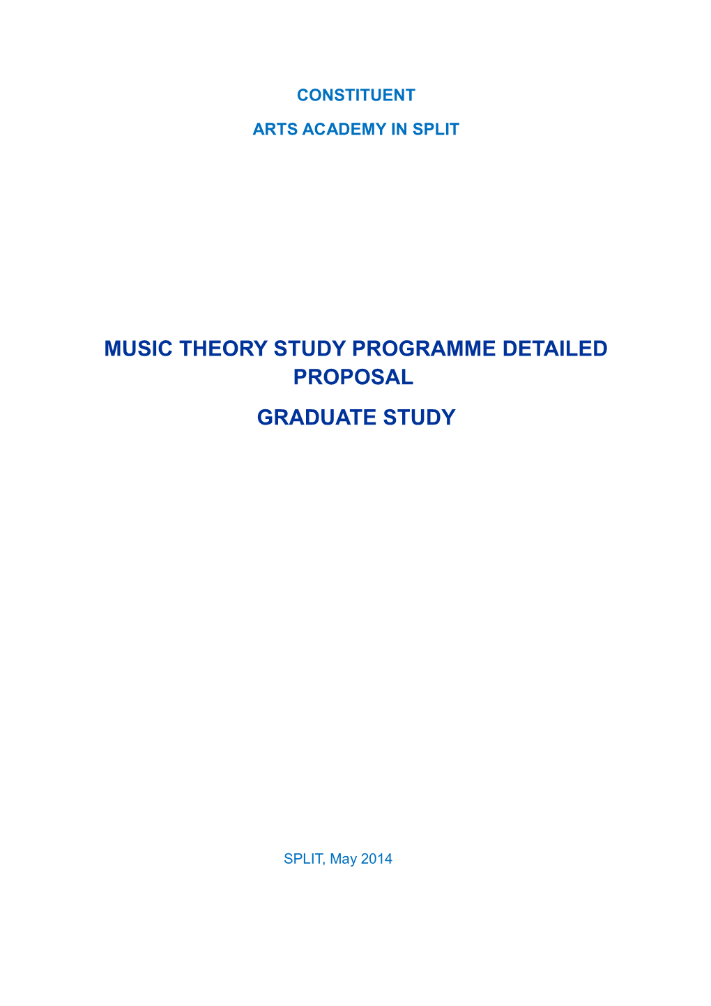 Music Theory Study Programme Detailed Proposal