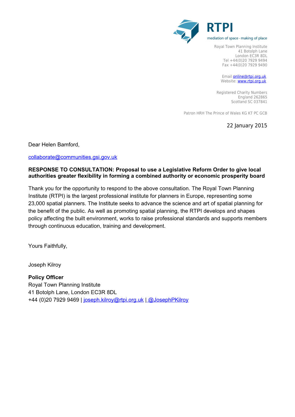 Rtpi Short Response