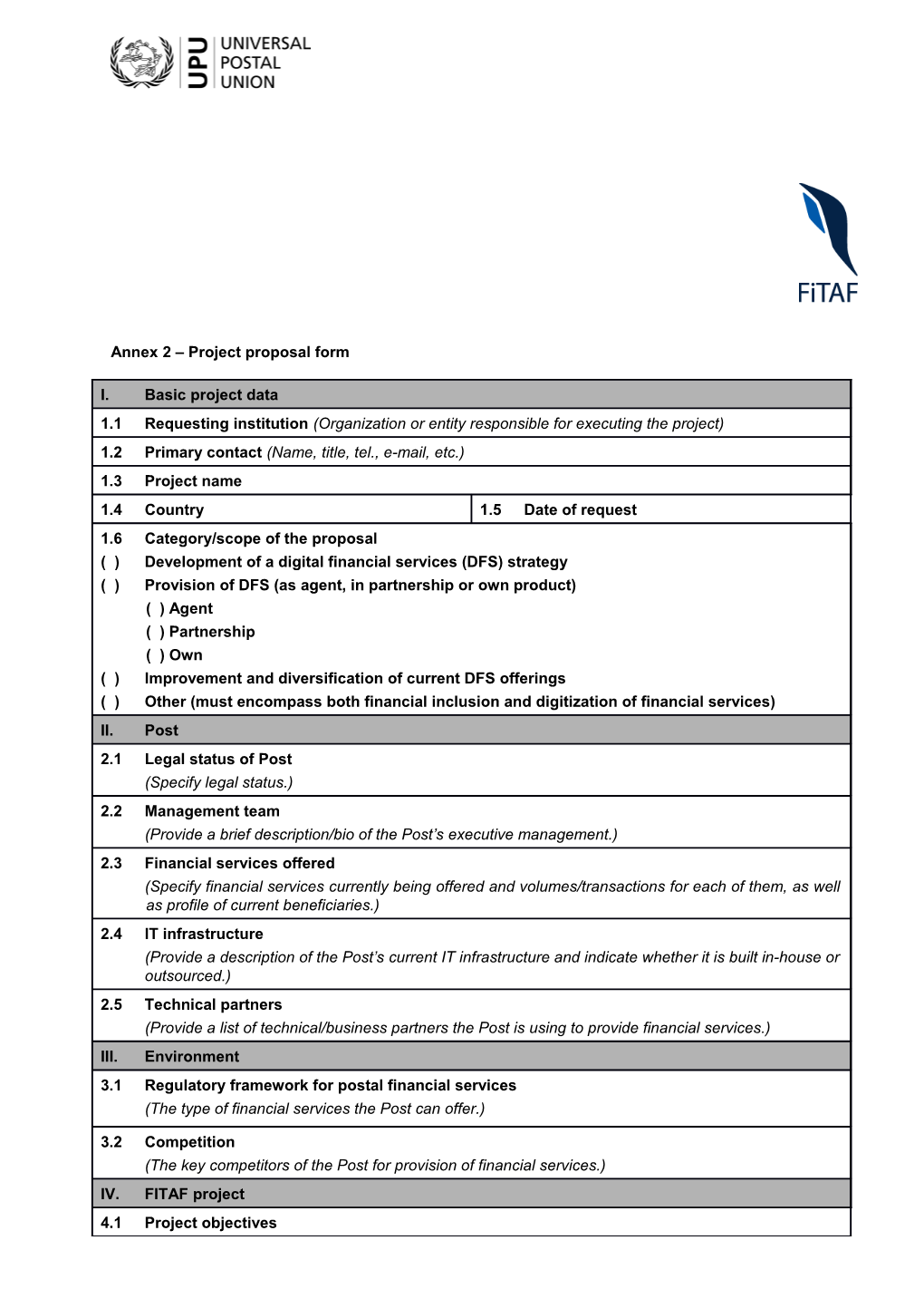 Annex 2 Project Proposal Form