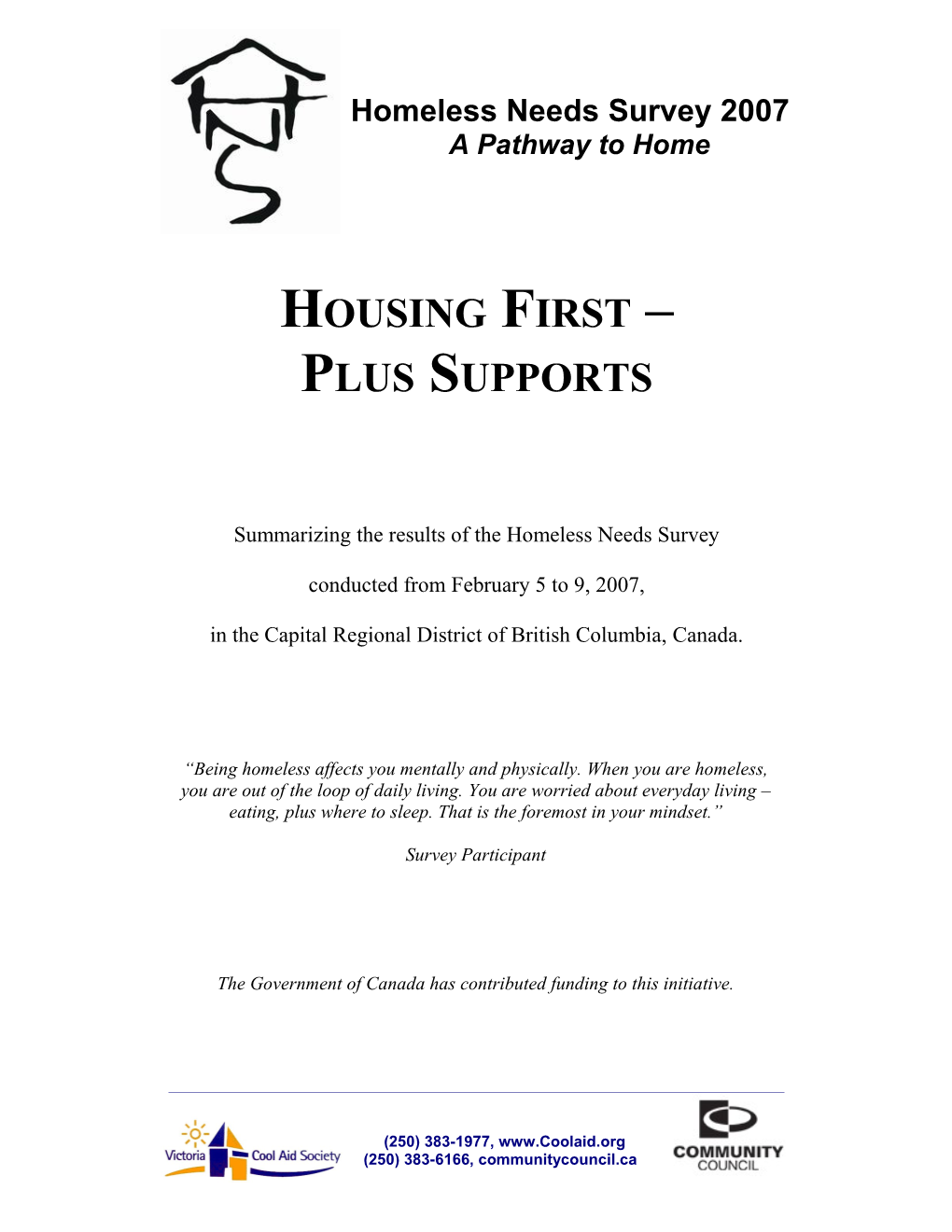 Homeless Needs Survey 2007Page 1