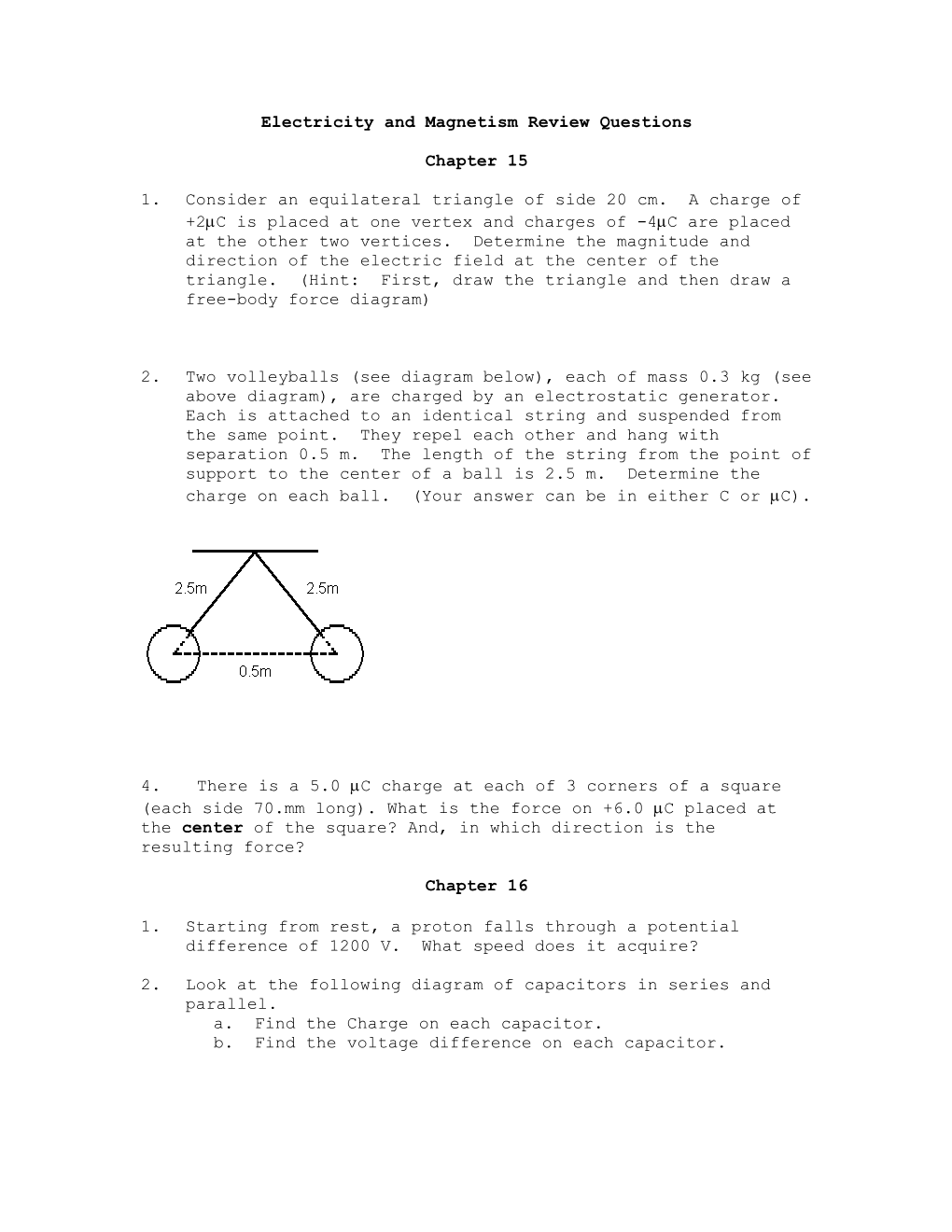 Electricity and Magnetism Review Questions