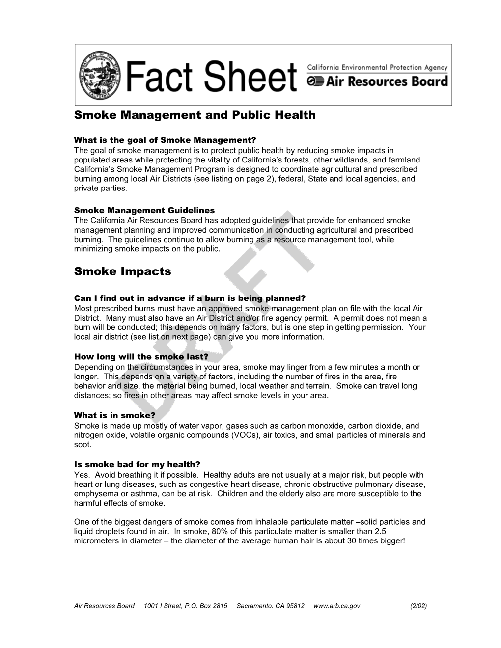 Smoke Management and Public Health