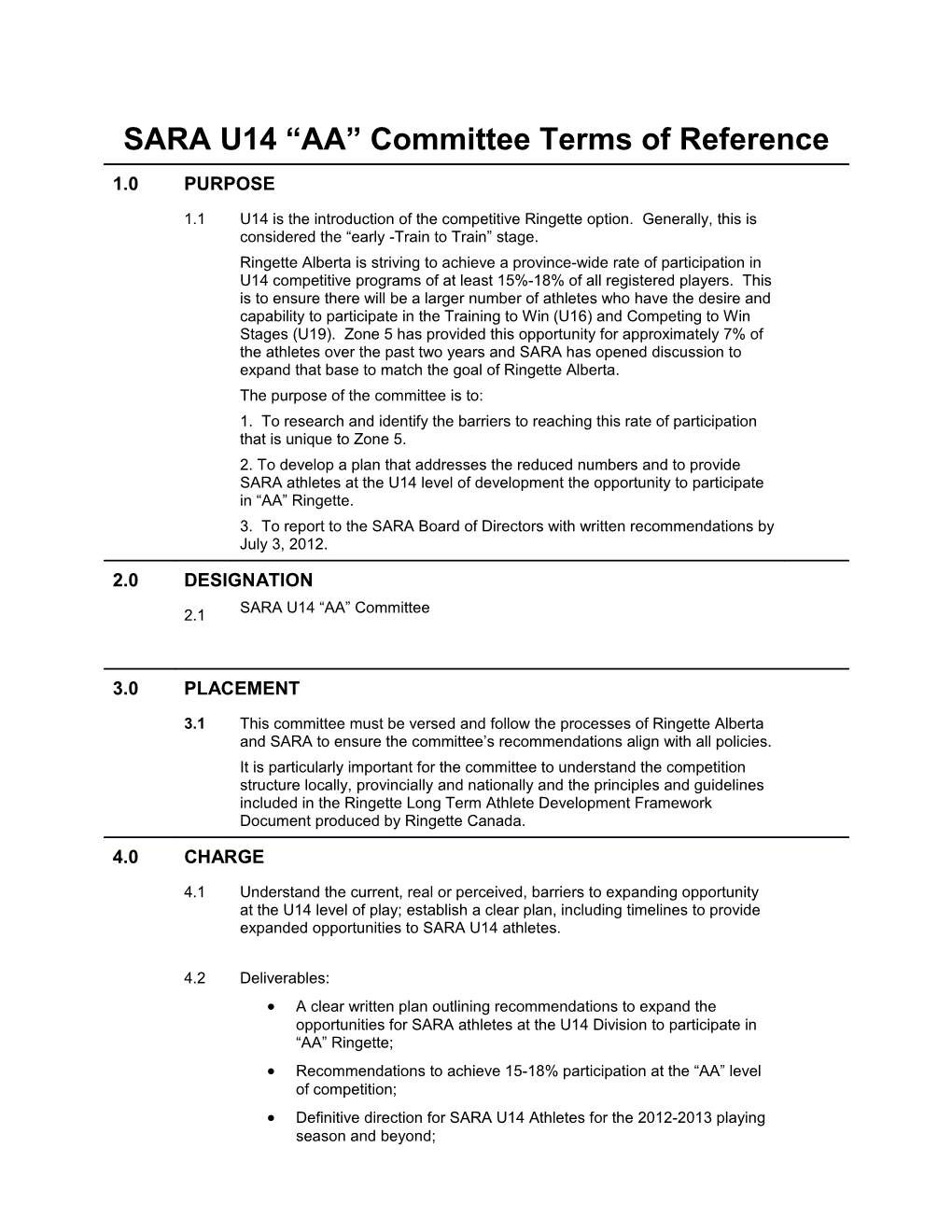 Train to Train Task Force Terms of Reference