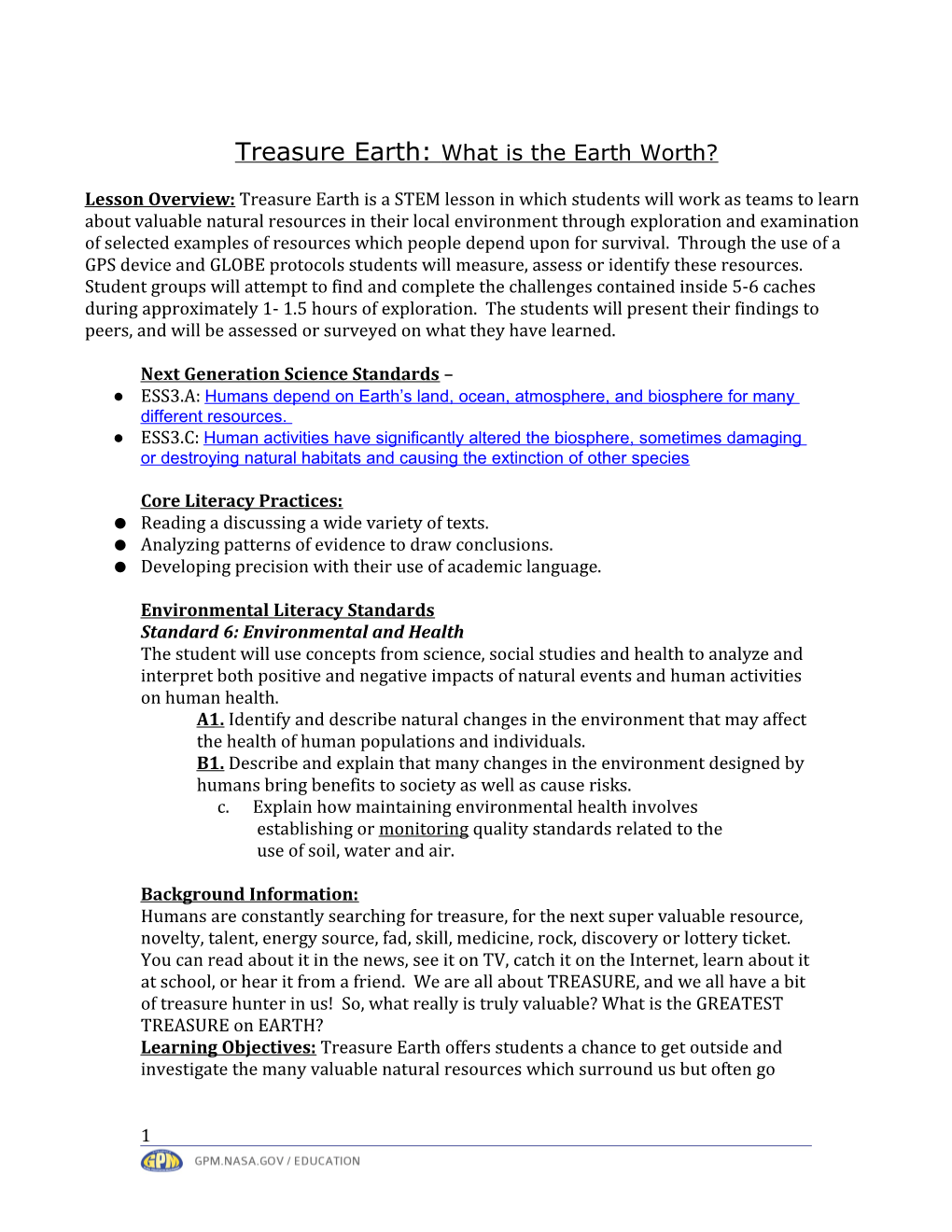 Treasure Earth: What Is the Earth Worth?