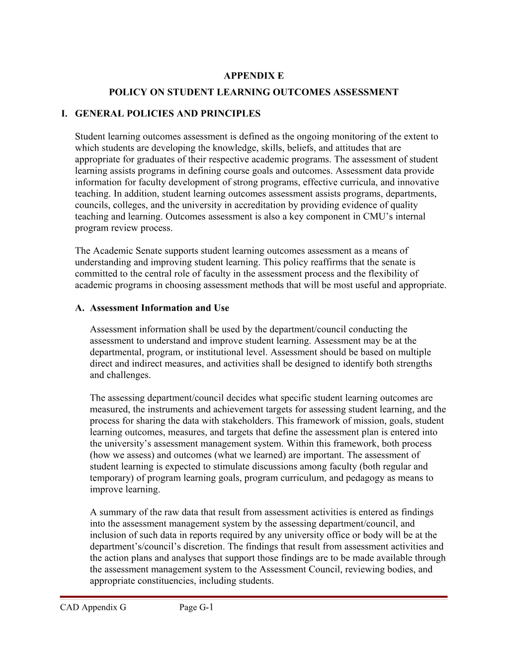 Student Learning Outcomes Policy 4-21-15 Approved by Senate