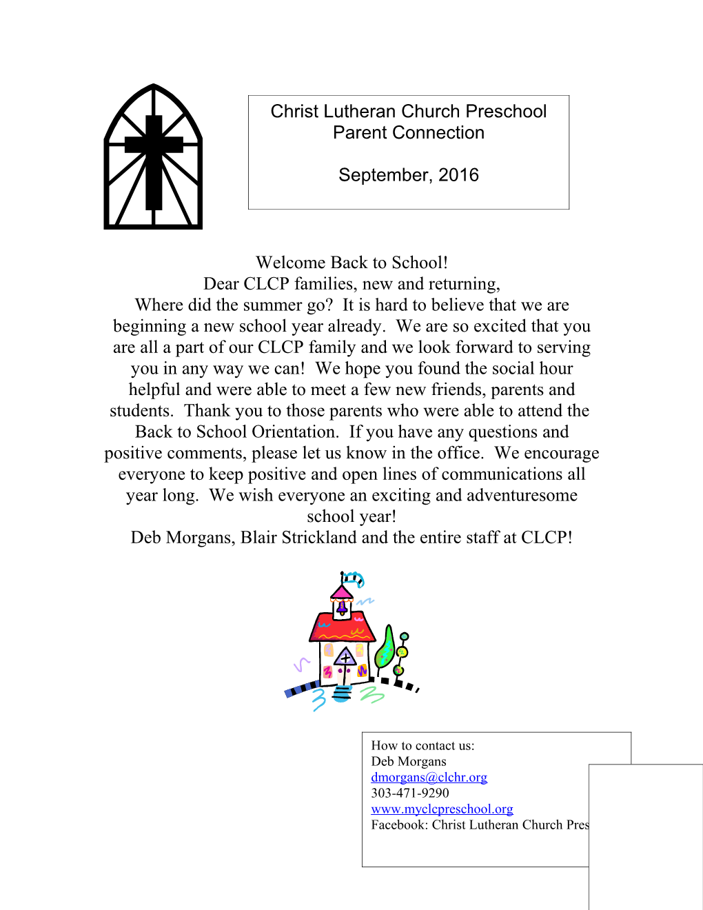 Dear CLCP Families, New and Returning