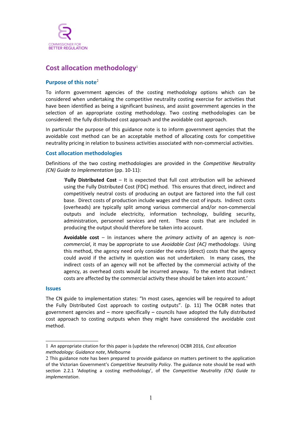 Cost Allocation Methodology 1