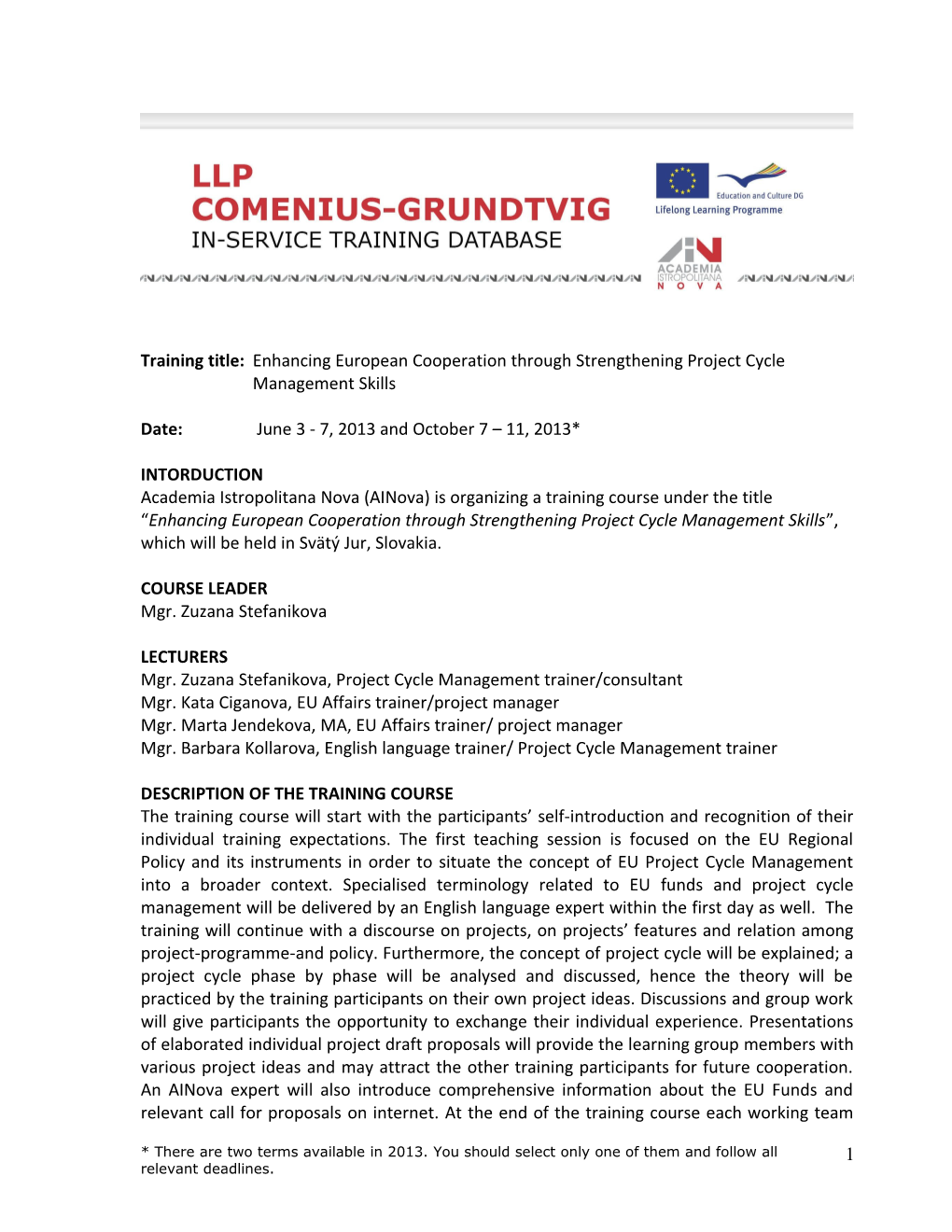 LLP-Grundtvig/Workshops