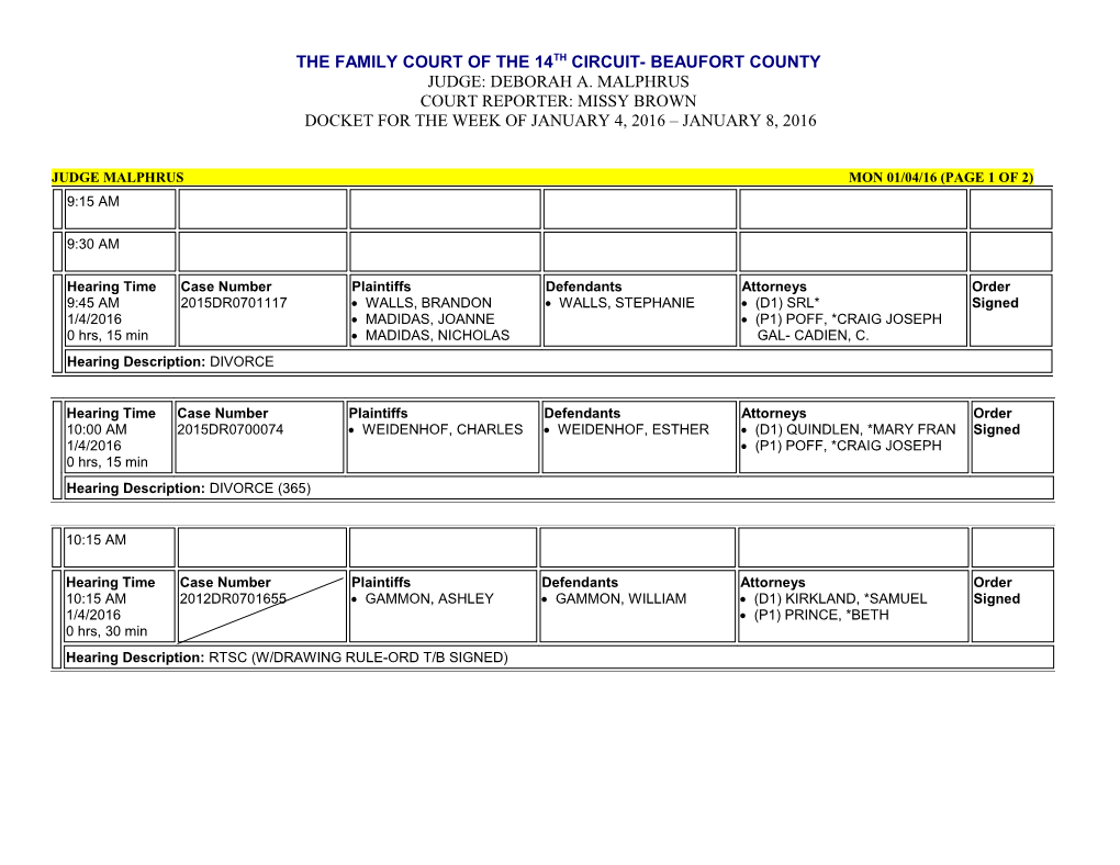 Judge Malphrus Mon 01/04/16 (Page 1 of 2)