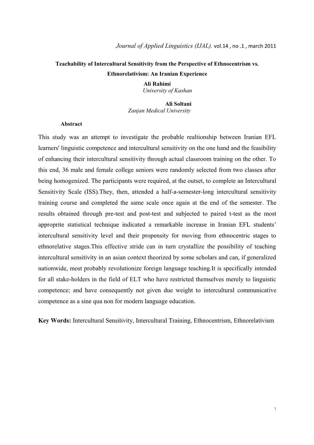 Teachability of Intercultural Sensitivity from the Perspective of Ethnocentrism Vs