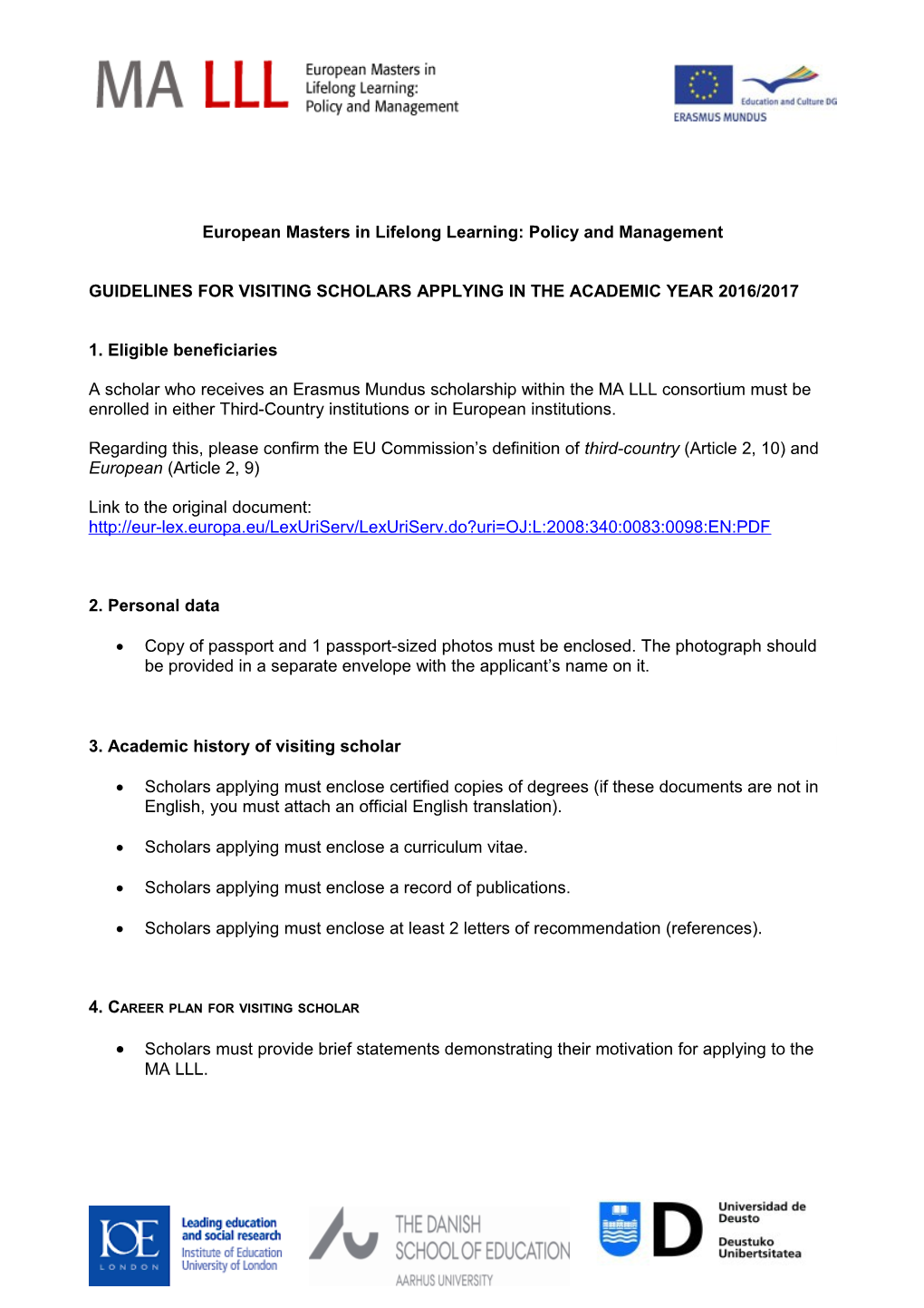 Guidance on Filling out the Third Country Student Application Form for the European Masters