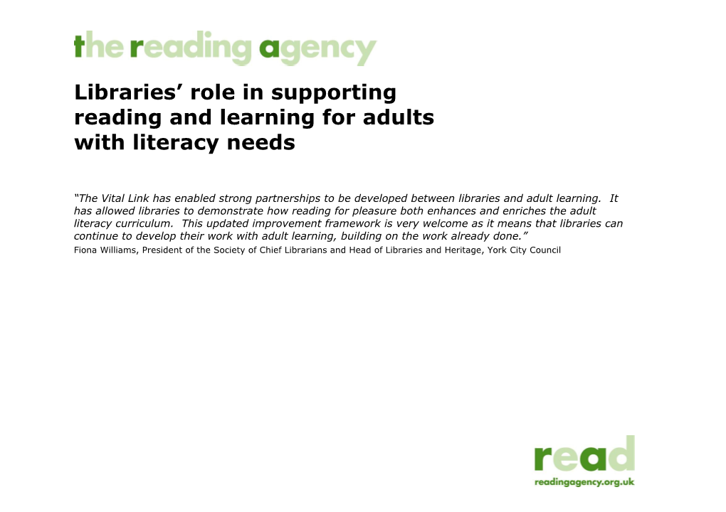 Reading and Learning for Adults
