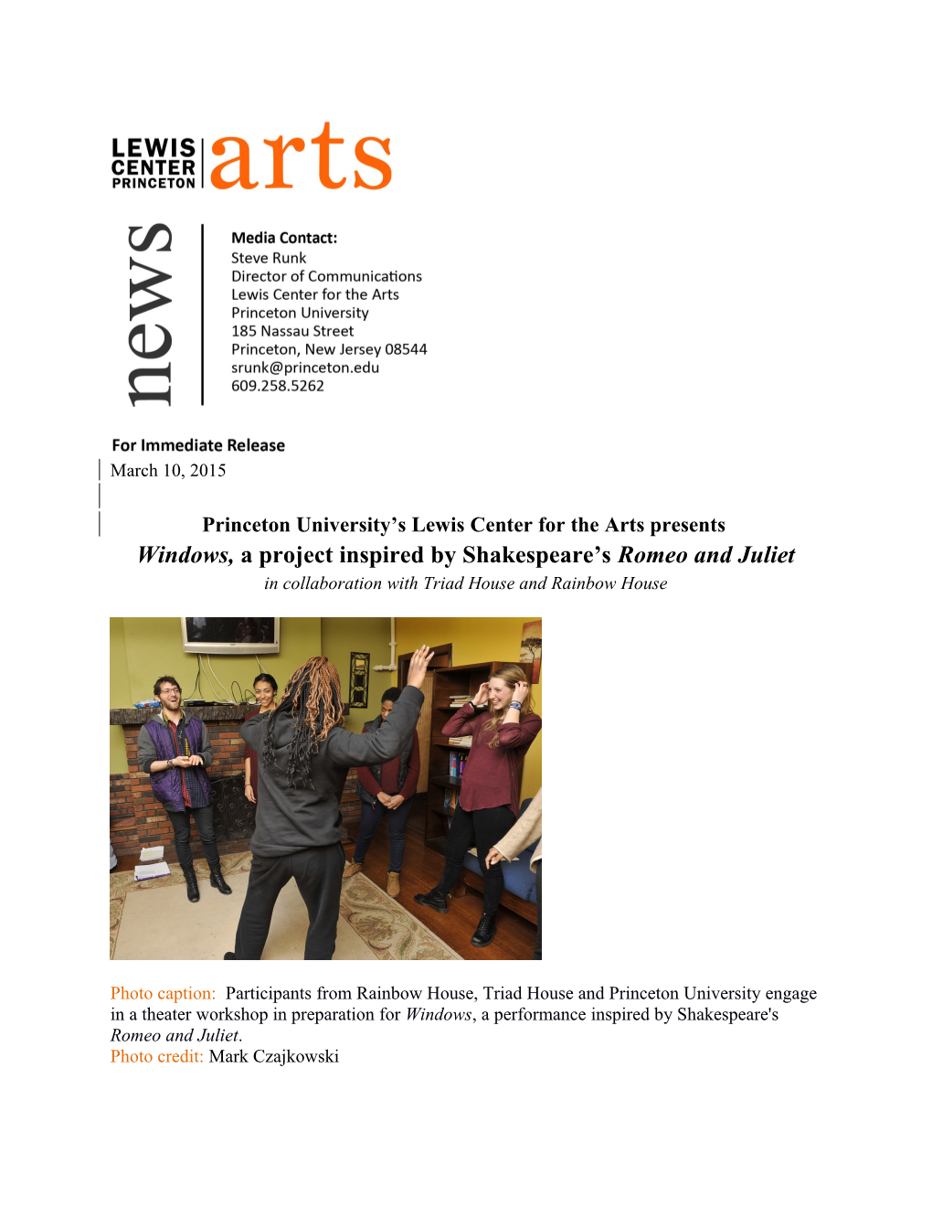 Princeton University S Lewis Center for the Arts Presents