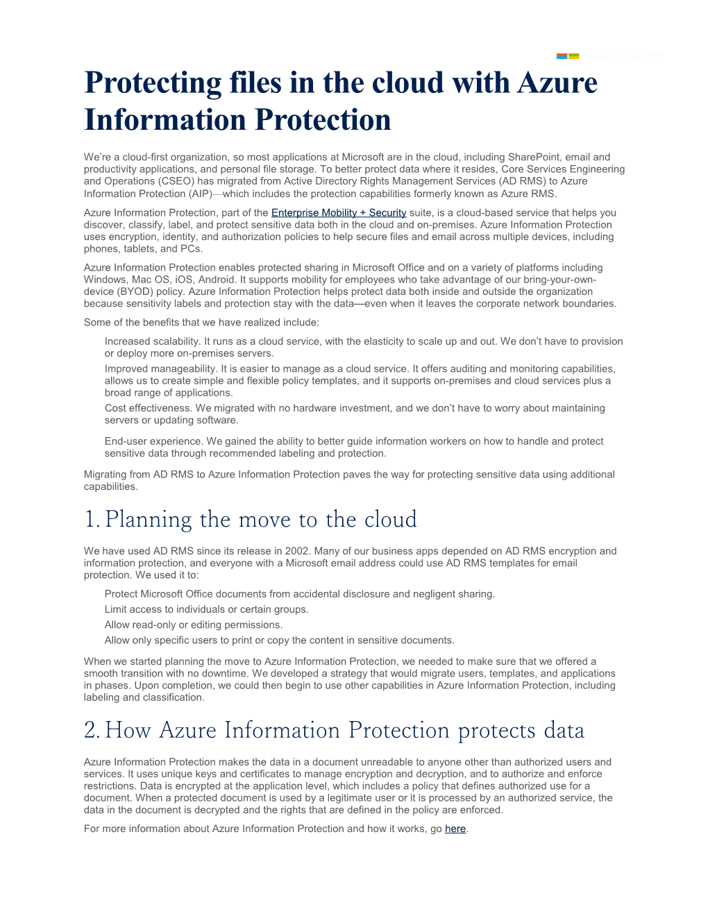 Page 1 Protecting Files in the Cloud with Azure Information Protection