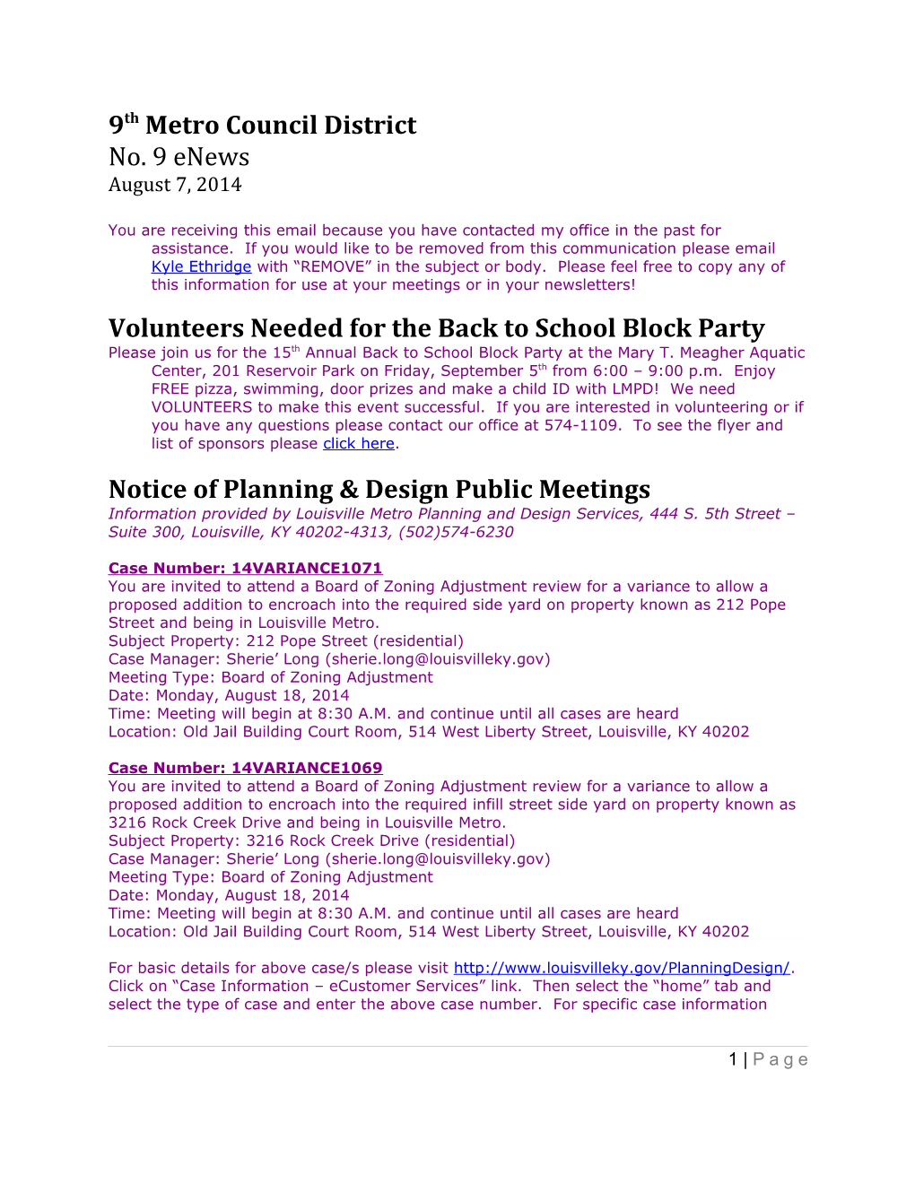 Volunteers Needed for the Back to School Block Party