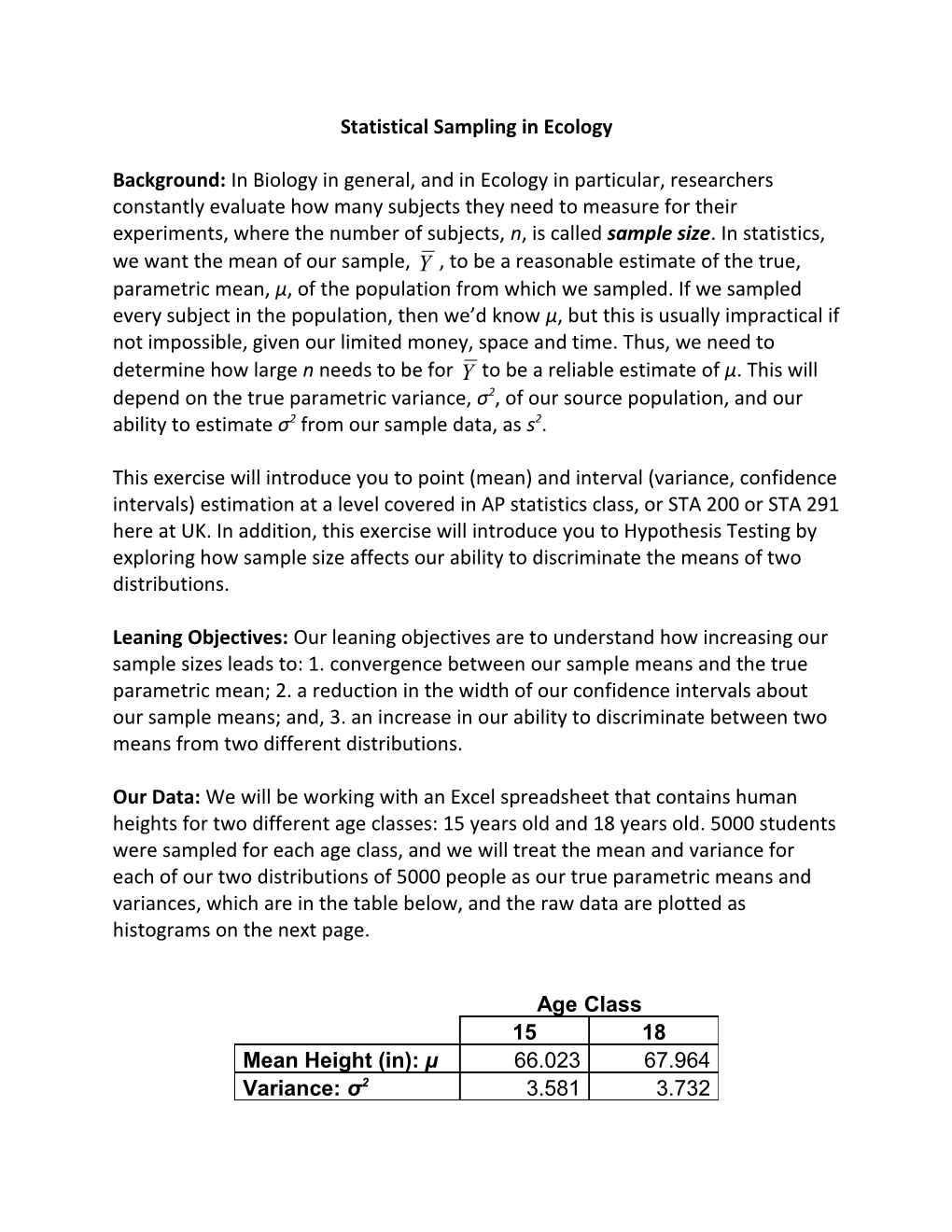 Statistical Sampling in Ecology