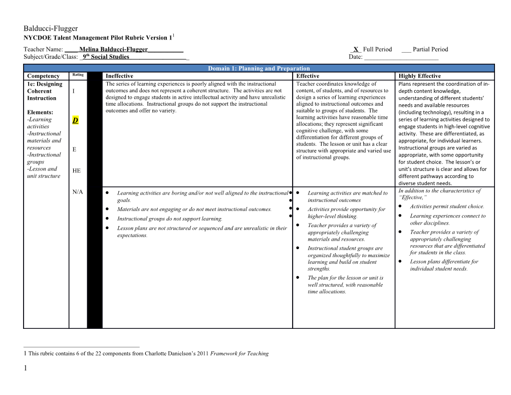 NYCDOE Talent Management Pilot Rubric Version 1 1