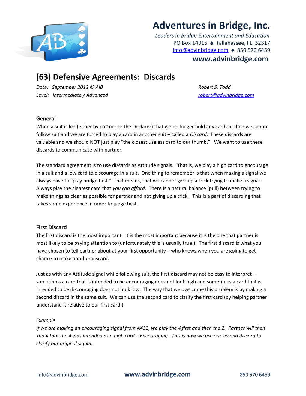 (63) Defensive Agreements: Discards