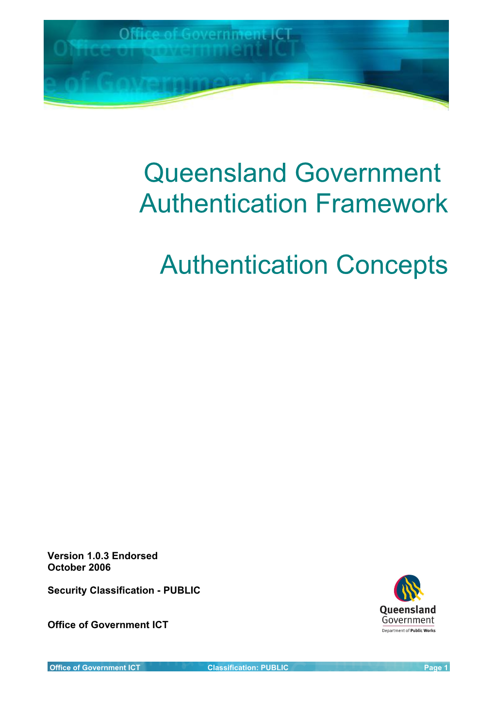 Queensland Government Authentication Framework Authentication Concepts