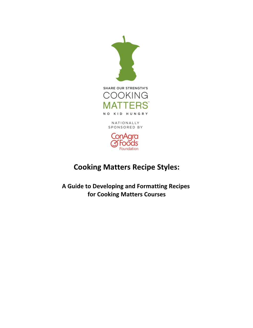 Cooking Matters Recipe Styles
