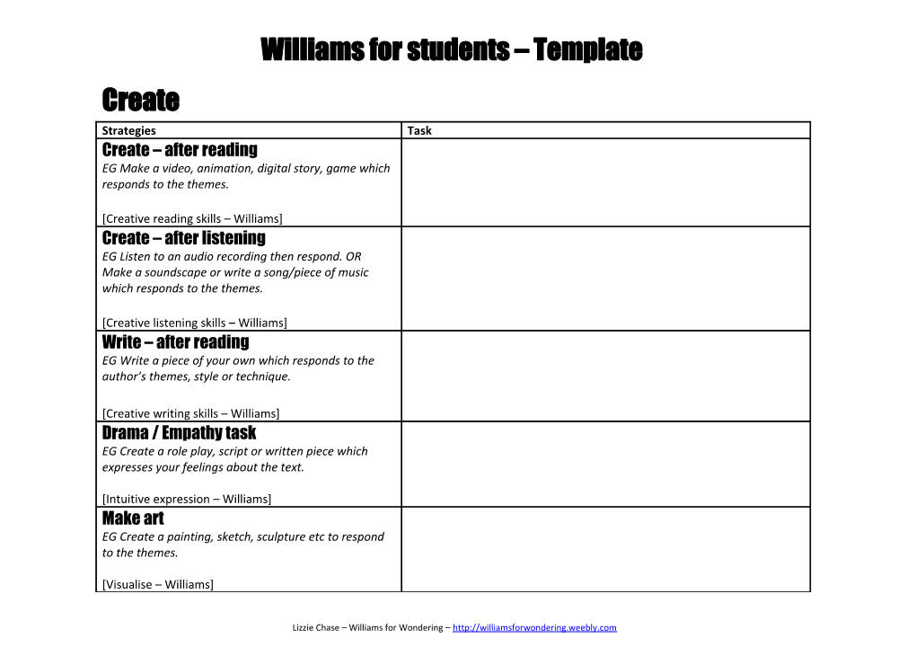 Williams for Students Template