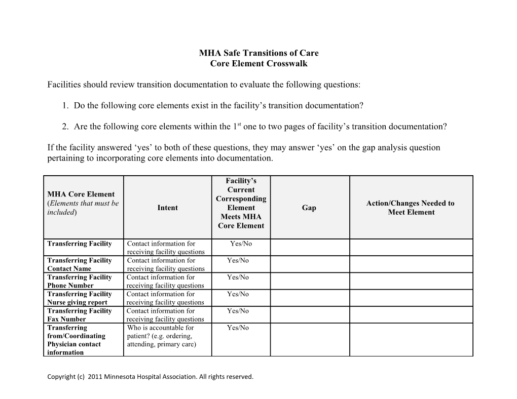 MHA Transitions of Care