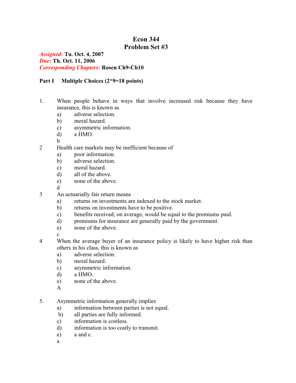 Part I Multiple Choices (2*9=18 Points)