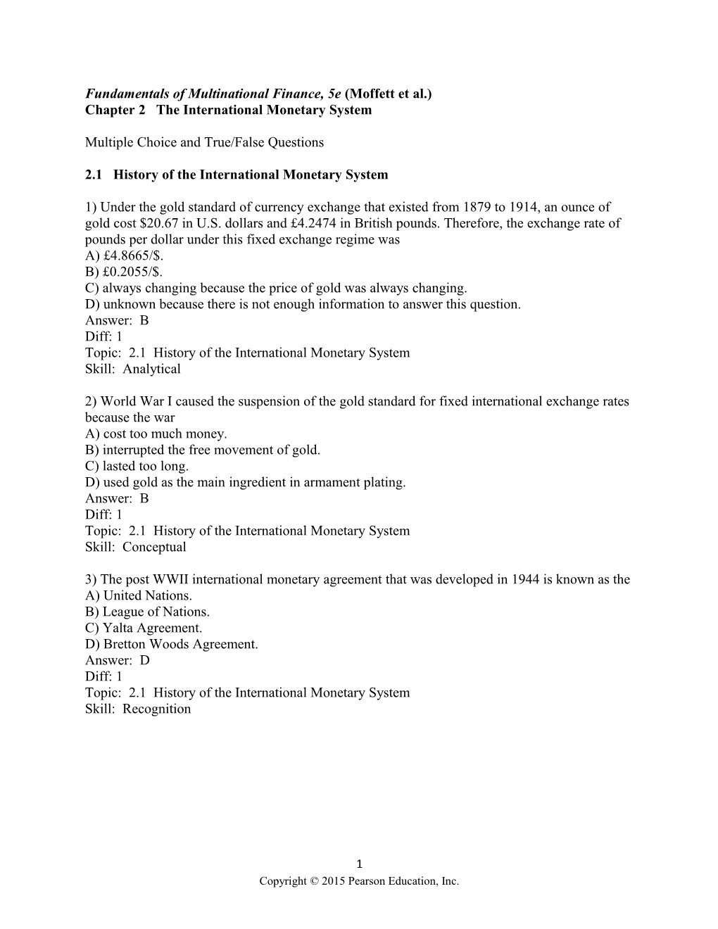 Fundamentals of Multinational Finance, 5E (Moffett Et Al.)